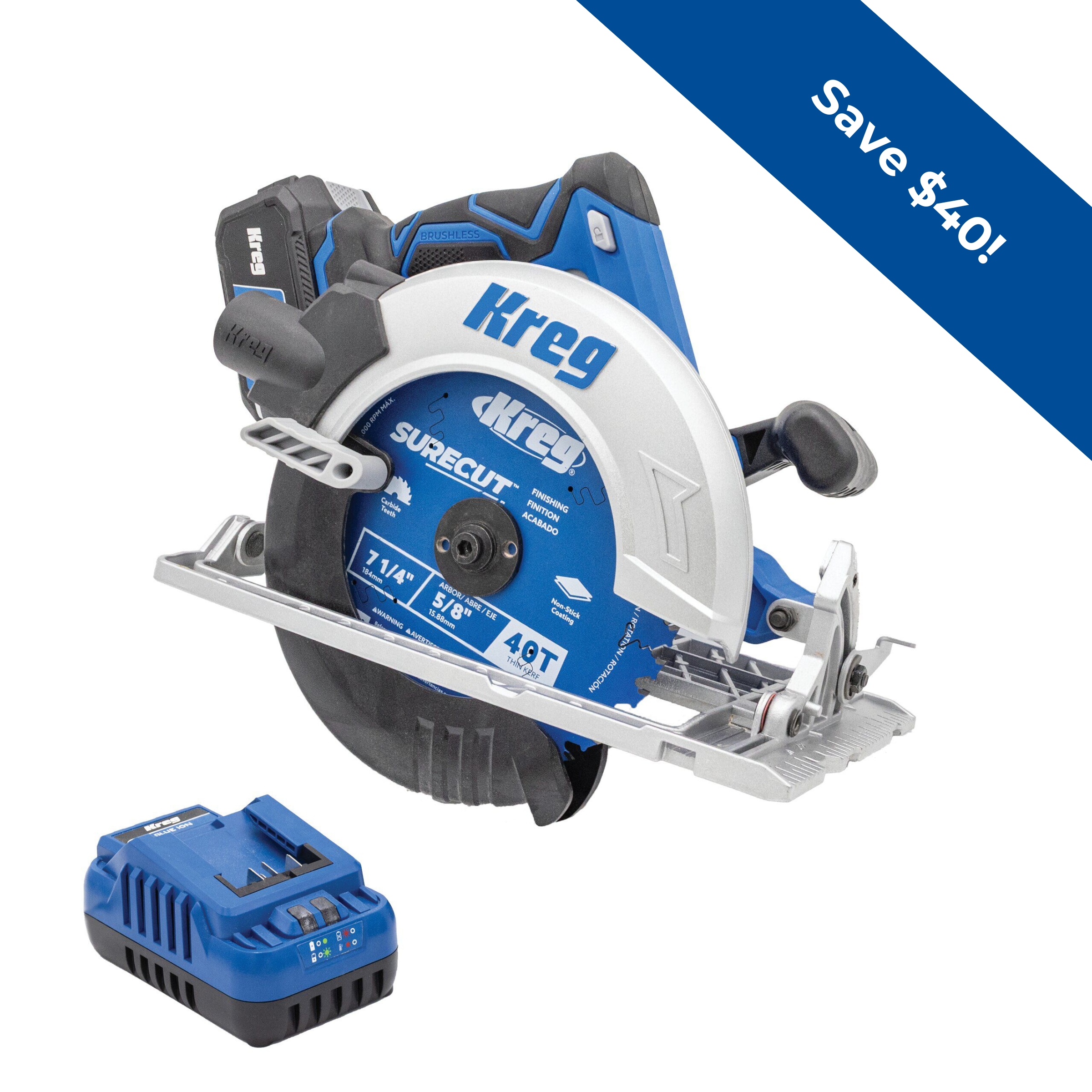 Kreg 20V Ionic Drive&trade; 7-1/4" Circular Saw Kit