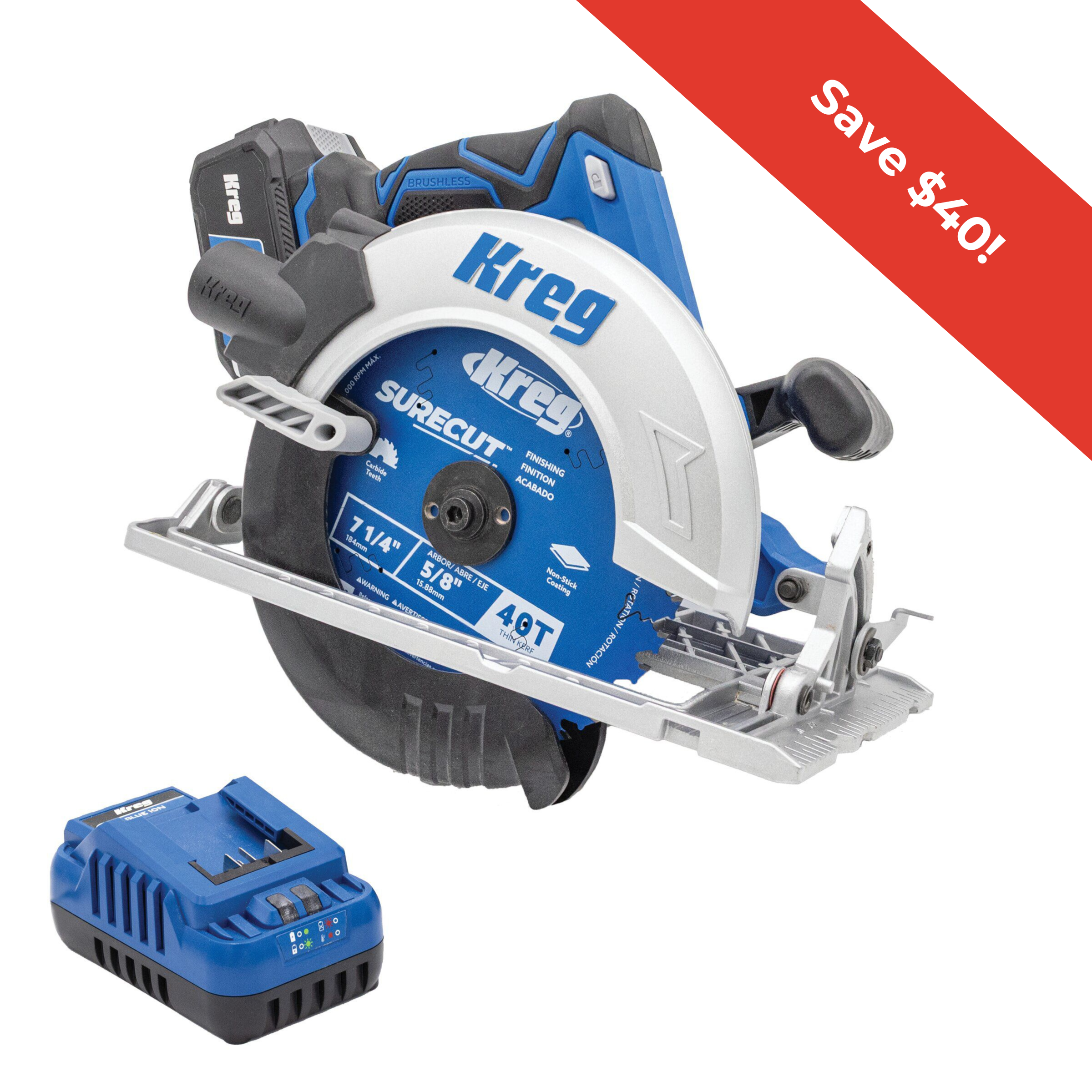 Kreg 20V Ionic Drive&trade; 7-1/4" Circular Saw Kit