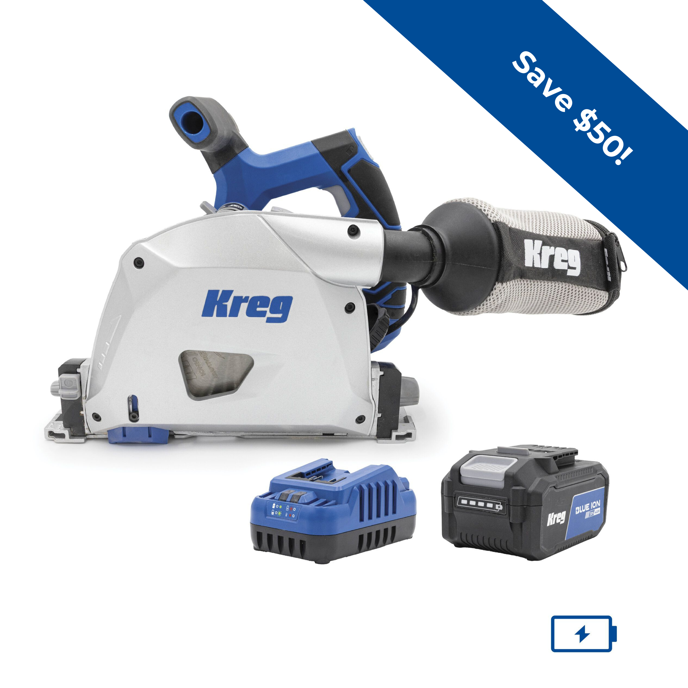 Kreg 20V Ionic Drive&trade; 6 1/2" Plunge-Cut Track Saw Kit