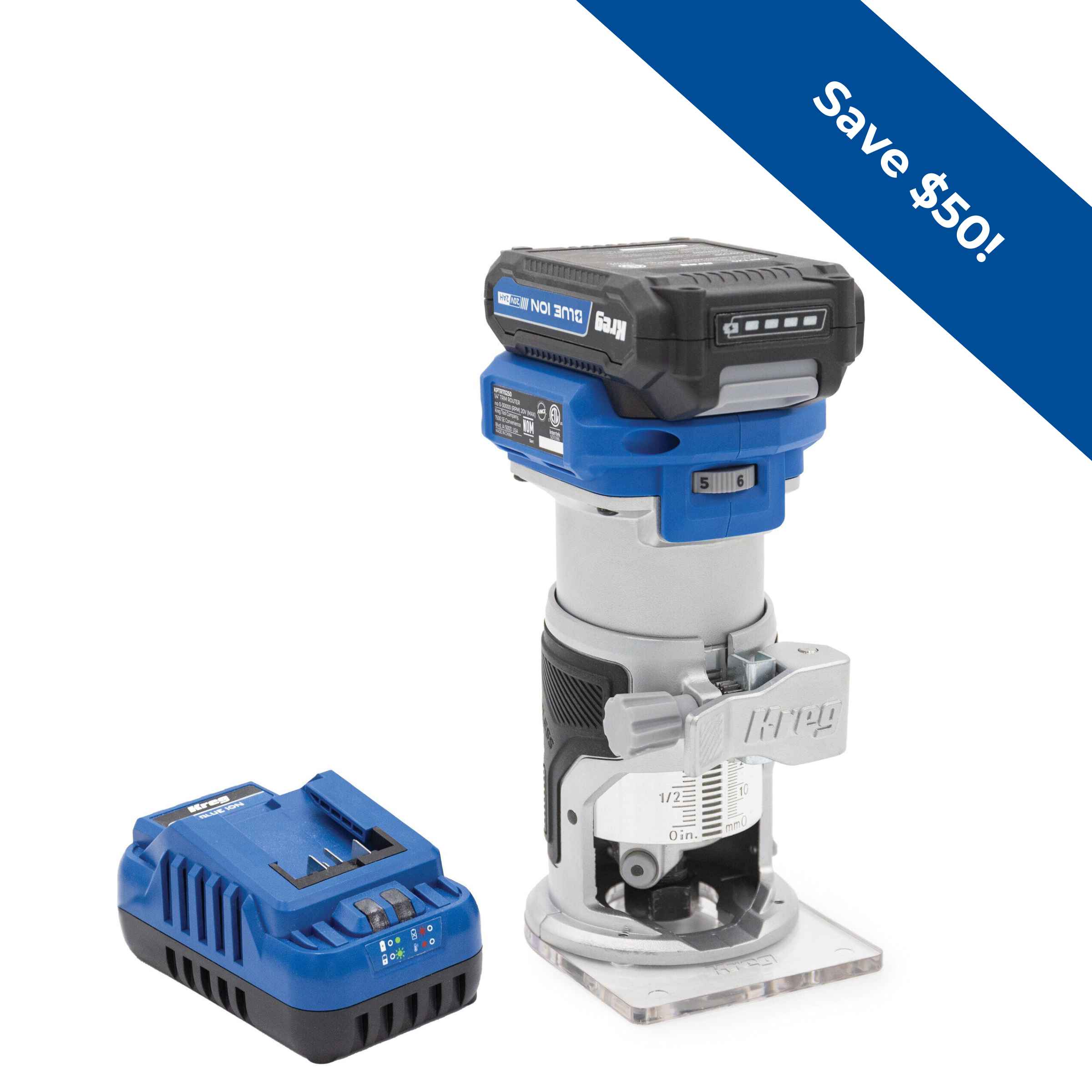 Kreg 20V Ionic Drive&trade; 1/4" Trim Router Kit
