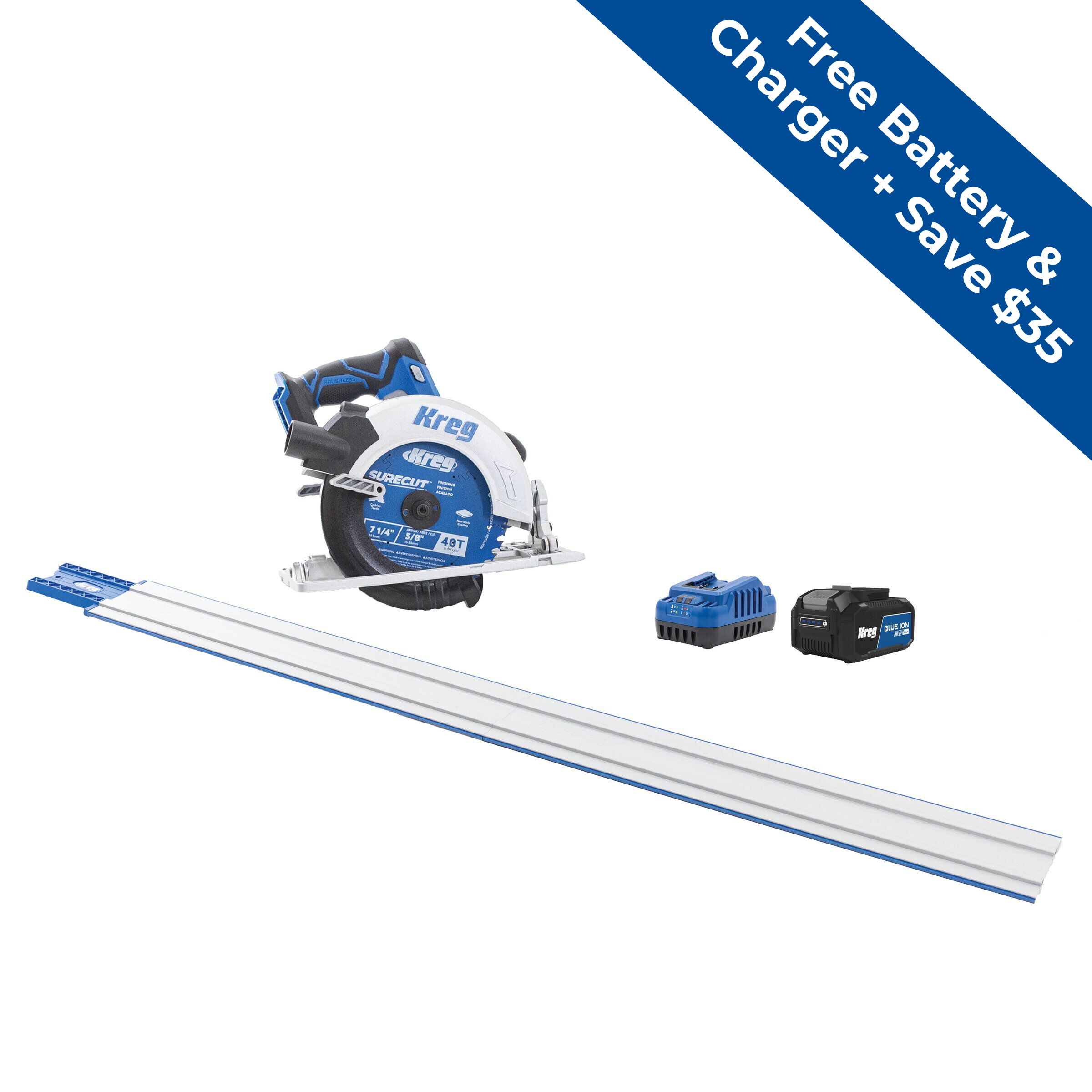Kreg Accu-Cut&trade; + Ionic Drive&trade; 7 1/4" Circular Saw Project Kit