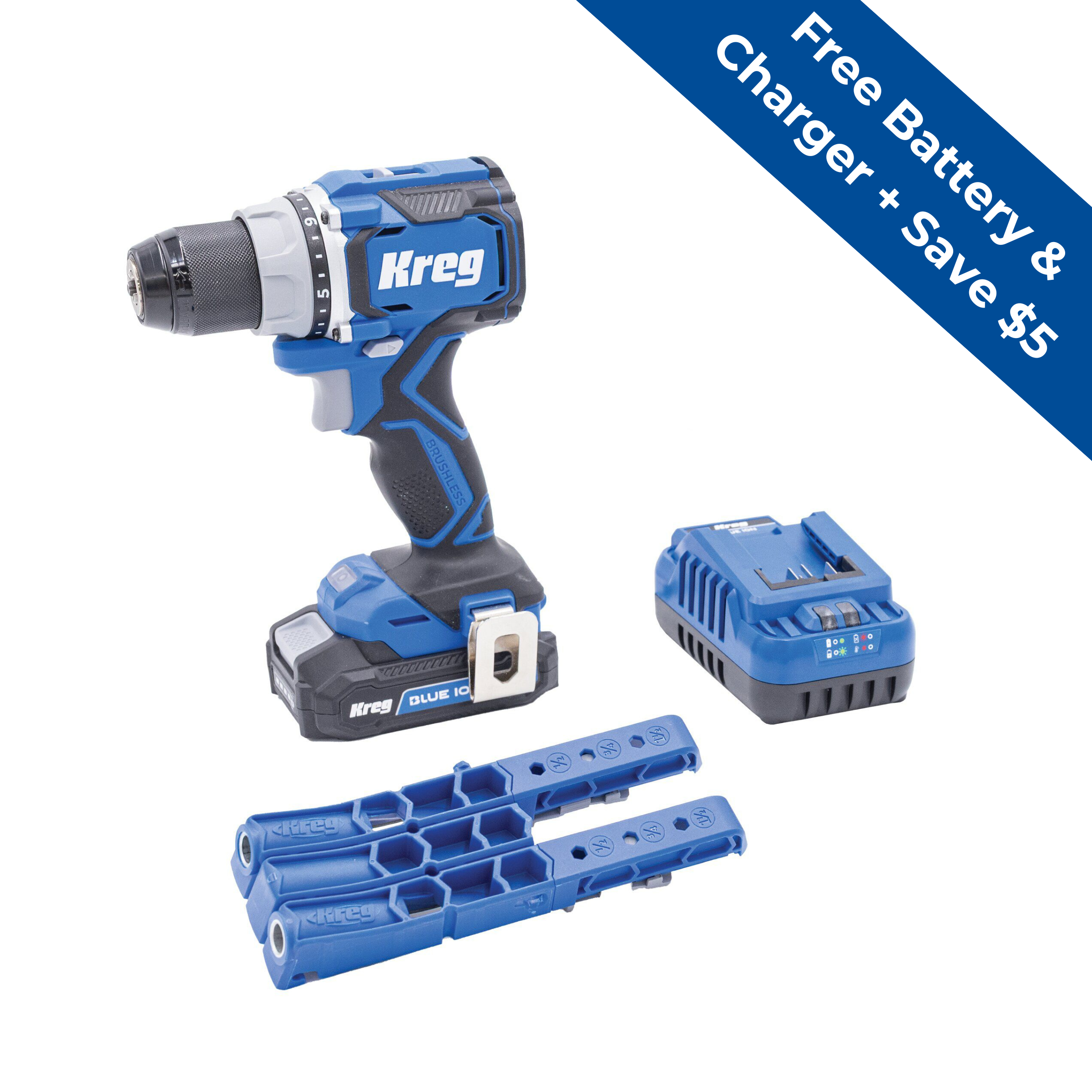 Kreg&reg; Pocket-Hole Jig 320 + 20V Ionic Drive&trade; 1/2" Compact Drill Project Kit