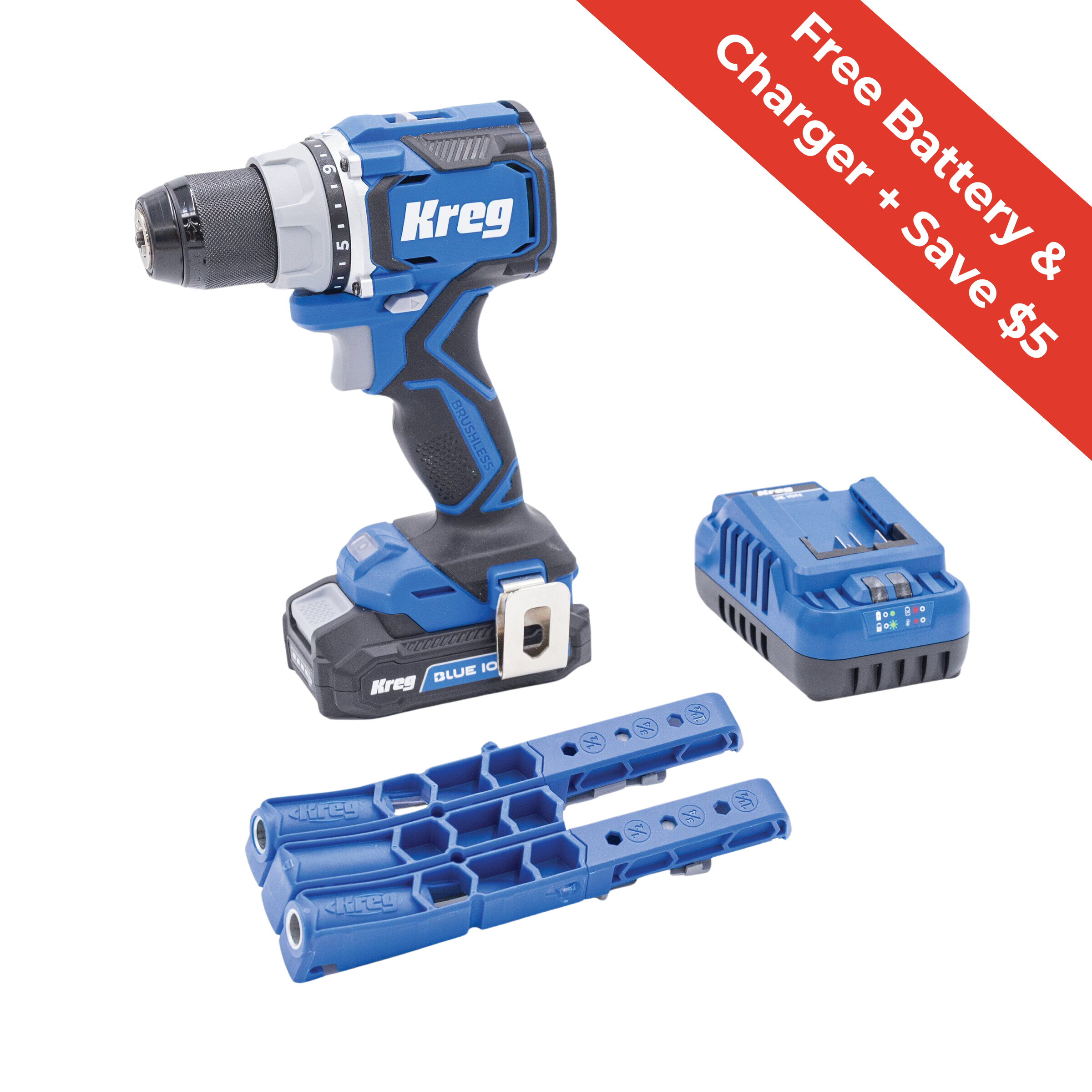 Kreg&reg; Pocket-Hole Jig 320 + 20V Ionic Drive&trade; 1/2" Compact Drill Project Kit