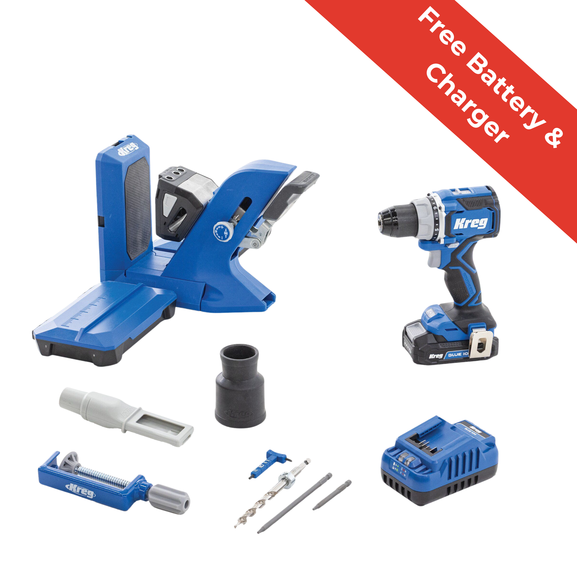 Kreg&reg; Pocket-Hole Jig 720PRO + 20V Ionic Drive&trade; 1/2" Compact Drill Project Kit
