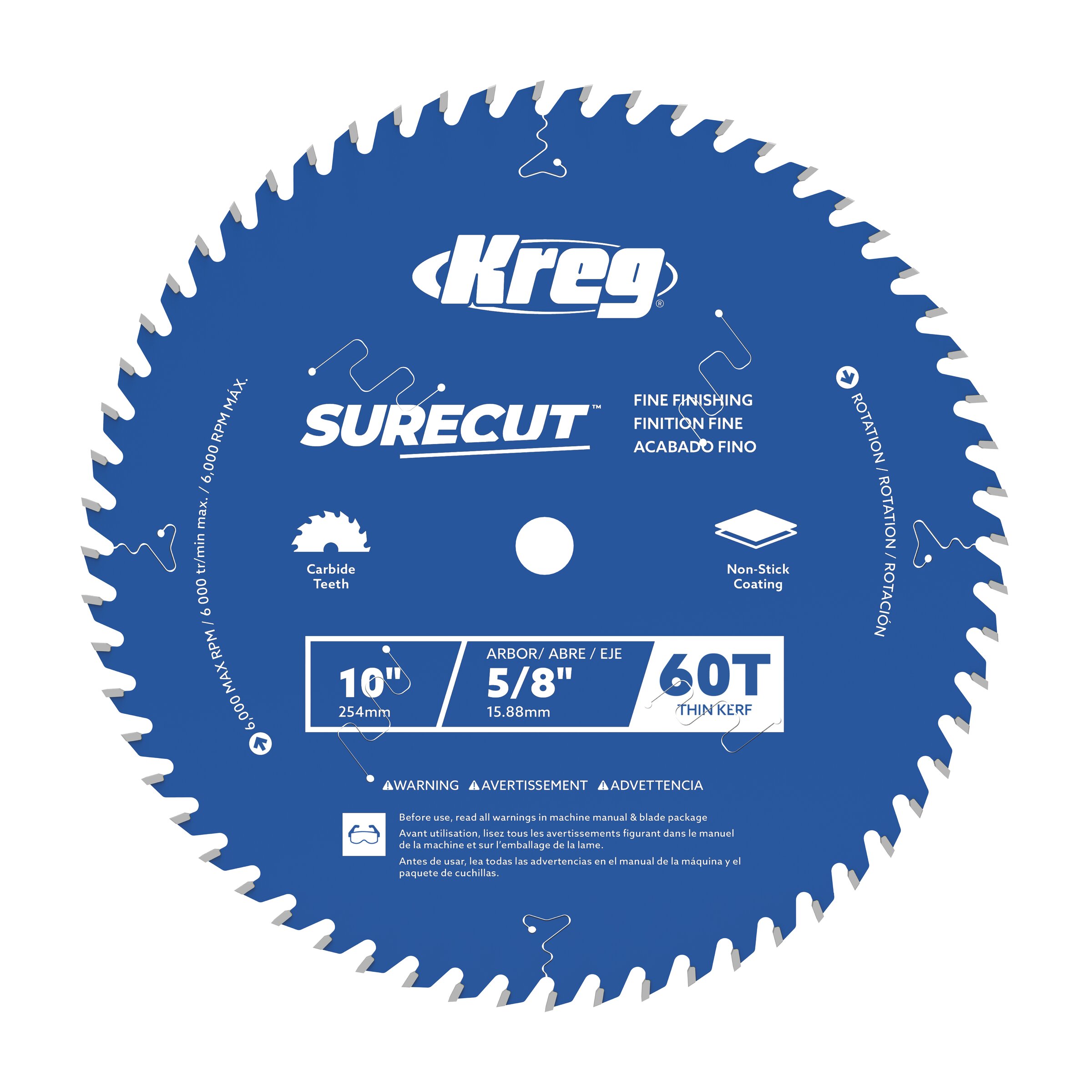 Kreg 10" SureCut&trade; Fine Finishing 60-Tooth Saw Blade