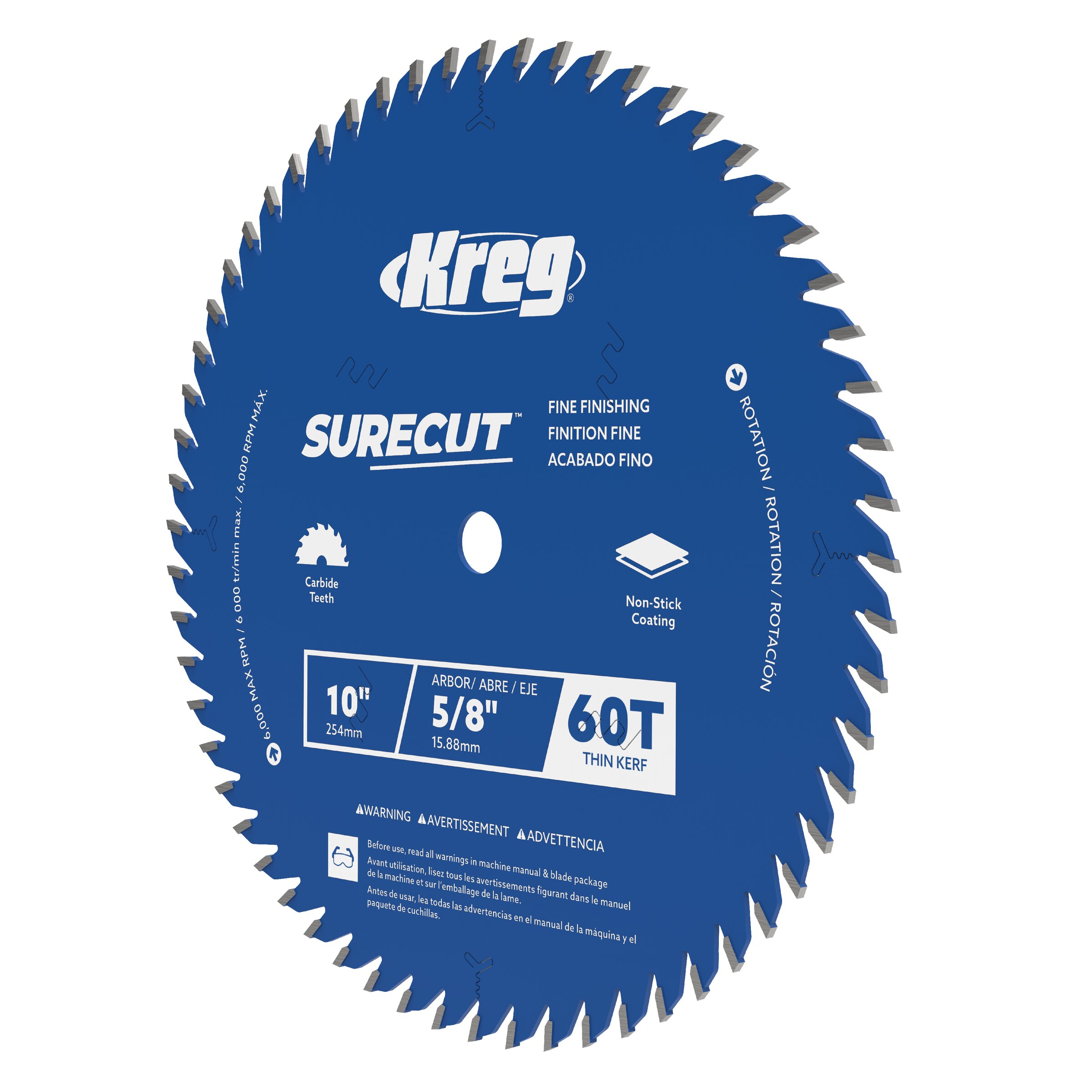 Kreg 10" SureCut&trade; Fine Finishing 60-Tooth Saw Blade